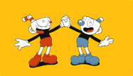Mugman and Cuphead dancing in an gif image found in the Studio MDHR website