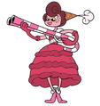 Bon Bon holding her candy cane shotgun