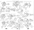 Concept art of fat demon attack animations. Half of them are completely unused for the game's final release.