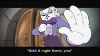 King Dice stopping the player if they haven't collected all of the soul contracts