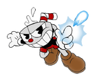 A render of Cuphead using the Peashooter weapon as seen in a Nintendo teaser for Cuphead.