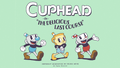 Wallpaper with Cuphead, Mugman & Ms. Chalice in front of a mint green background