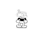 Pencil test of Mugman stretching himself for the battle intro from the April 18th update