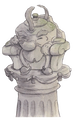 A statue of a character closely resembeling Elder Kettle, as seen in the background of Rugged Ridge