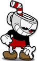 Cuphead aiming downwards