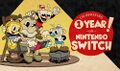 Ms. Chalice in the first anniversary image of Cuphead's Switch release
