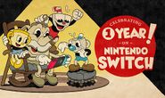 Cuphead in the first year anniversary of Cuphead's Switch release