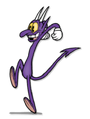 A purple demon jumping